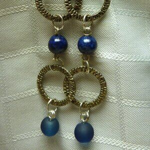 No 67 Handmade earrings with glass and frosted glass beads and antique silver